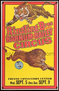 7k010 RINGLING BROS & BARNUM & BAILEY CIRCUS 28x43 circus poster 1969 art of a lion and a tiger!