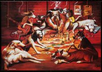 7k209 DOGS PLAYING POKER 19x27 Thai commercial poster 1990s dogs smoking and more, lo spuntino!