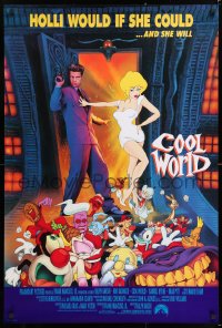 7k585 COOL WORLD int'l 1sh 1992 Brad Pitt w/great cartoon art of sexy Kim Basinger as Holli!