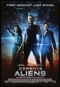 7k588 COWBOYS & ALIENS advance DS 1sh 2011 great image of Daniel Craig, Harrison Ford, Olivia Wilde!
