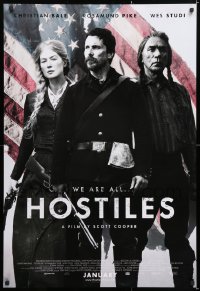 7k695 HOSTILES advance DS 1sh 2017 Christian Bale, Rosamund Pike, Wes Studi over U.S. flag!