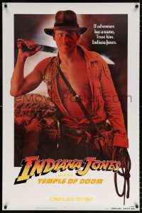 7k714 INDIANA JONES & THE TEMPLE OF DOOM recalled teaser 1sh 1984 adventure is his name, different!