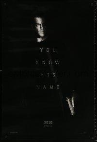 7k728 JASON BOURNE teaser DS 1sh 2016 great image of Matt Damon in the title role with gun!