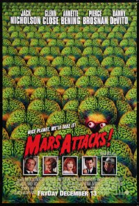 7k780 MARS ATTACKS! int'l advance 1sh 1996 directed by Tim Burton, great image of brainy aliens!