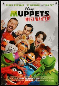 7k804 MUPPETS MOST WANTED advance DS 1sh 2014 Ricky Gervais, Ty Burrell, Tina Fey, Kermit, more!
