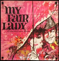 7k807 MY FAIR LADY HEAVILY TRIMMED 1sh 1964 art of Audrey Hepburn & Rex Harrison by Bob Peak