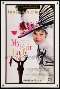 7k806 MY FAIR LADY 1sh R1994 great close-up image of Audrey Hepburn, Rex Harrison!