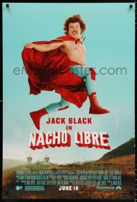 7k809 NACHO LIBRE advance DS 1sh 2006 wacky image of Mexican luchador wrestler Jack Black