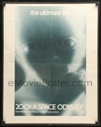 7k296 2001: A SPACE ODYSSEY 22x28 special poster R1970s Stanley Kubrick, close image of star child!