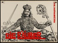7k072 DIE RAUBER 23x32 East German stage poster 1971 Friedrich Schiller, man with sword and crown!