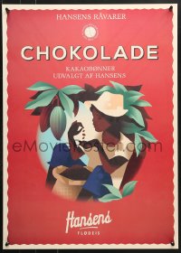7k141 HANSENS FLODEIS chocolate style 20x28 Danish advertising poster 2010s ice cream, Berg art!