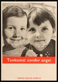 7k401 LABOUR PARTY 13x18 Dutch special poster 1950s smiling children for a Future without Fear!