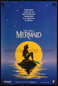 7k405 LITTLE MERMAID 18x26 special poster 1989 Ariel in moonlight, Disney underwater cartoon!