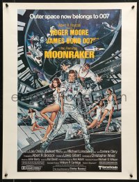 7k420 MOONRAKER 21x27 special poster 1979 art of Roger Moore as Bond & Lois Chiles in space by Goozee!