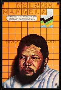 7k426 NELSON MANDELA SYMBOL OF THE ANTI-APARTHEID STRUGGLE 19x27 Cuban special poster 1986 Blanco!
