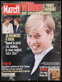 7k151 PARIS MATCH 23x31 French advertising poster December 19, 1996 Princess Diana & William!