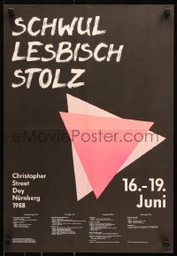 7k455 SCHWUL LESBISCH STOLZ 16x24 German special poster 1988 LGBTQ pride, pink triangles!