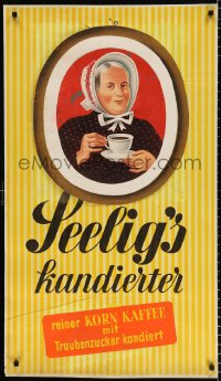 7k156 SEELIG'S KANDIERTER KORN KAFFEE 24x41 German advertising poster 1950s Walter Muller, bizarre!