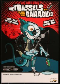 7k104 TRASSELS/GARAGE 13 17x23 German music poster 2005 punk kitty fishing with a bottle of liquor!