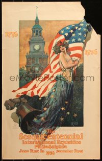 7k493 VOICE OF THE LIBERTY BELL 17x27 special poster 1926 Smith art of Lady Liberty & Independence Hall!