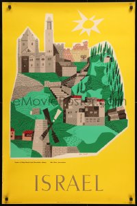 7k268 ISRAEL 26x39 Israeli travel poster 1950s Jean David artwork of Mt. Zion in Jerusalem!