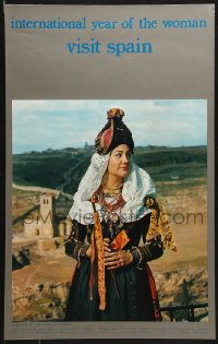 7k290 VISIT SPAIN 15x24 Spanish travel poster 1975 woman in traditional garb, Segovia!