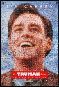 7k959 TRUMAN SHOW teaser DS 1sh 1998 really cool mosaic art of Jim Carrey, Peter Weir