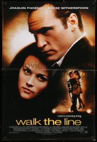 7k975 WALK THE LINE style D int'l DS 1sh 2005 Joaquin Phoenix as Johnny Cash, Reese Witherspoon!