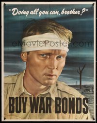 7k036 DOING ALL YOU CAN BROTHER 22x28 WWII war poster 1943 Sloan art of wounded soldier!
