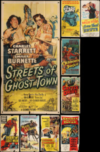 7m229 LOT OF 9 FOLDED THREE-SHEETS 1940s-1950s great images from a variety of different movies!