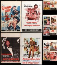 7m383 LOT OF 14 FORMERLY FOLDED VERTICAL BELGIAN POSTERS 1950s-1970s from a variety of movies!