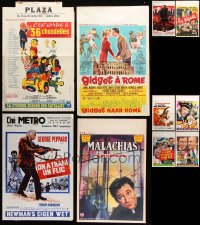 7m380 LOT OF 18 FORMERLY FOLDED VERTICAL BELGIAN POSTERS 1950s-1970s from a variety of movies!