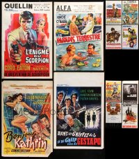 7m378 LOT OF 20 FORMERLY FOLDED VERTICAL BELGIAN POSTERS 1950s-1970s from a variety of movies!