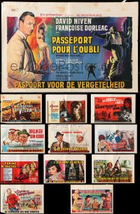 7m385 LOT OF 12 FORMERLY FOLDED HORIZONTAL BELGIAN POSTERS 1950s-1960s from a variety of movies!