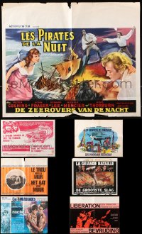 7m387 LOT OF 8 FORMERLY FOLDED HORIZONTAL BELGIAN POSTERS 1960s from a variety of movies!