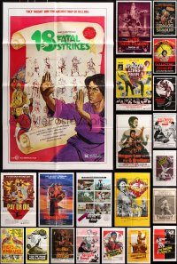 7m171 LOT OF 39 FOLDED KUNG FU ONE-SHEETS 1970s-1980s great images from martial arts movies!