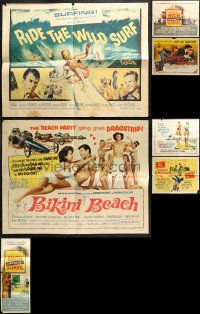 7m072 LOT OF 9 FOLDED TEEN/BEACH HALF-SHEETS AND INSERT 1950s-1960s Ride the Wild Surf & more!