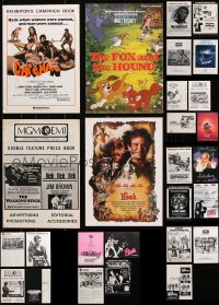 7m057 LOT OF 47 UNCUT ENGLISH PRESSBOOKS 1970s-1990s advertising for a variety of movies!