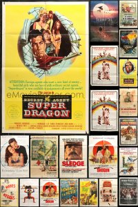 7m174 LOT OF 35 FOLDED SPANISH LANGUAGE ONE-SHEETS 1960s-1990s a variety of movie images!