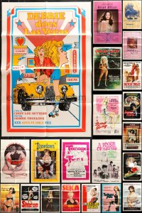 7m168 LOT OF 46 FOLDED SEXPLOITATION ONE-SHEETS 1970s-1980s sexy images with some nudity!