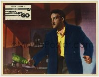 7p622 NEVER LET GO English LC 1962 close up of tough ruthless Peter Sellers with broken bottle!
