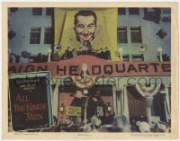 7p027 ALL THE KING'S MEN LC #4 1950 Broderick Crawford at rally outside campaign headquarters!