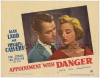 7p051 APPOINTMENT WITH DANGER LC #5 1951 best romantic close up of Jan Sterling & Alan Ladd!