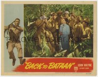 7p062 BACK TO BATAAN LC 1945 Beulah Bondi with John Wayne & soldiers in the Philippines jungle!