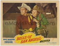 7p076 BELLS OF SAN ANGELO LC #4 1947 c/u of Roy Rogers & Andy Devine with their guns drawn!
