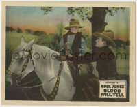7p092 BLOOD WILL TELL LC 1927 Buck Jones smiles at young cowboy Austen Jewell on horse!