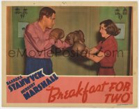 7p100 BREAKFAST FOR TWO LC 1937 Barbara Stanwyck & Herbert Marshall look serious boxing each other!