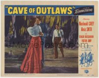 7p139 CAVE OF OUTLAWS LC #6 1951 Macdonald Carey watches Jory grab Alexis Smith, William Castle