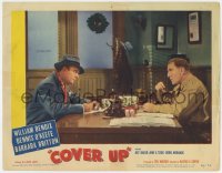 7p176 COVER UP LC #8 1949 Dennis O'Keefe grills William Bendix across large office desk!