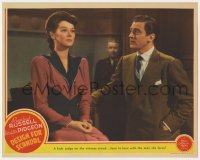 7p211 DESIGN FOR SCANDAL LC 1941 Rosalind Russell on the witness stand by reporter Walter Pidgeon!